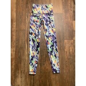 Peloton Women's XS Colorful Leggings Watercolor Purple Yellow